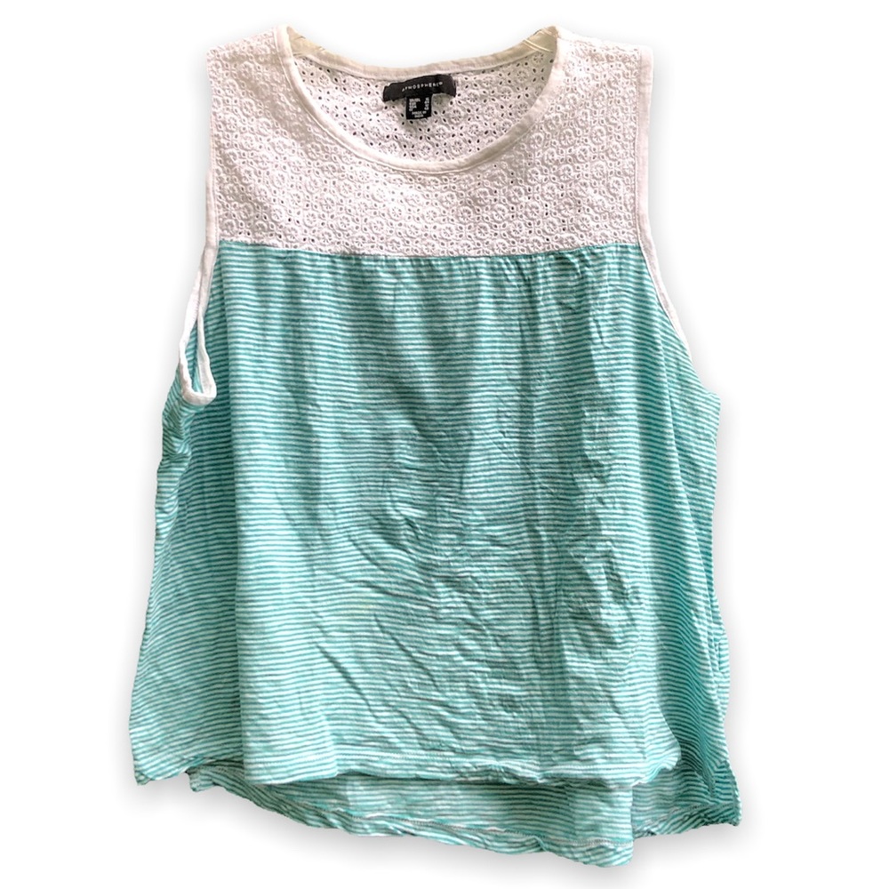 Atmosphere Primark Casual Eyelet and Stripes Sleeveless Top - US 12